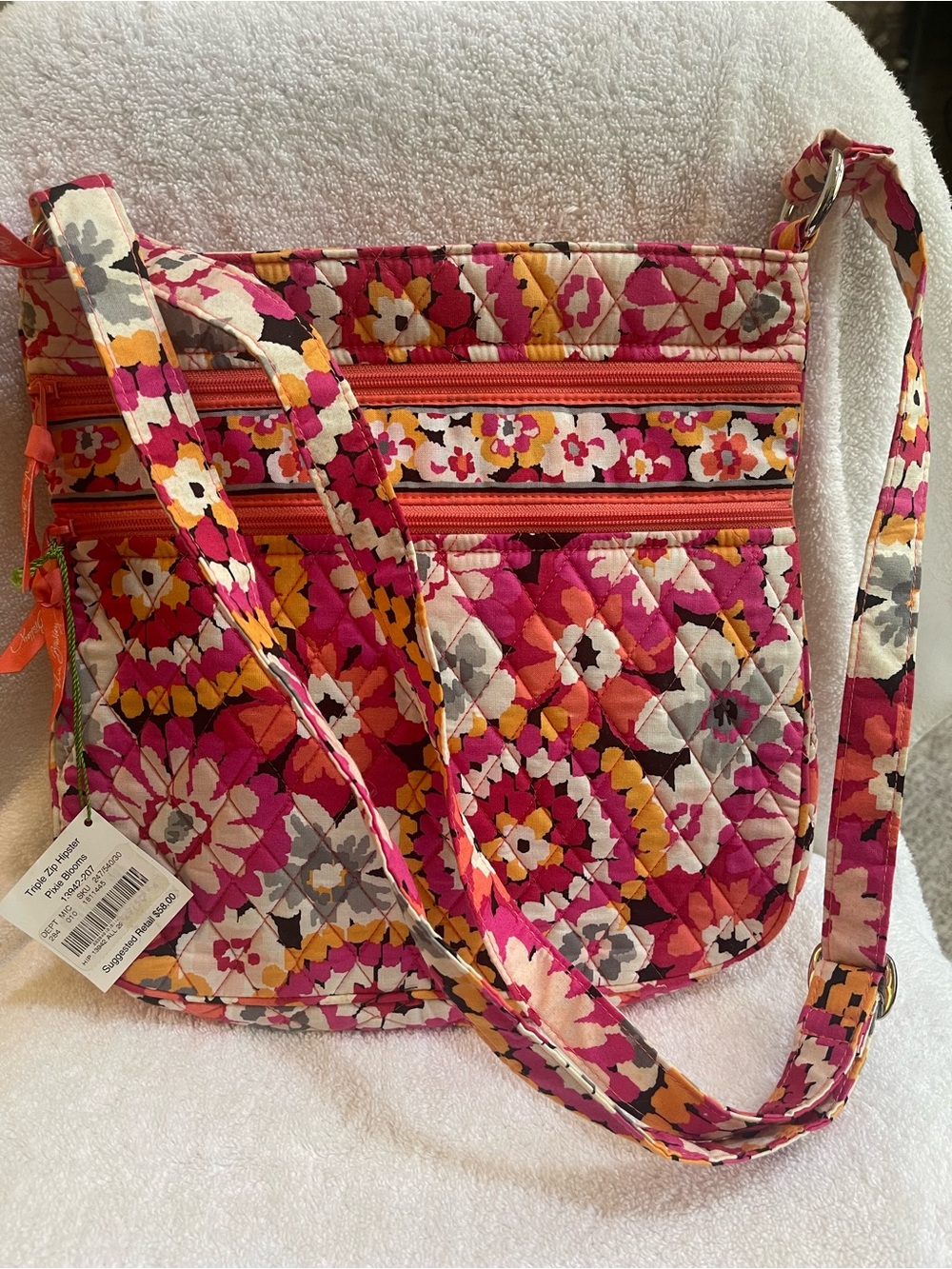 Vera Bradley Hot Pink Multi Floral Quilted Crossbody Bag